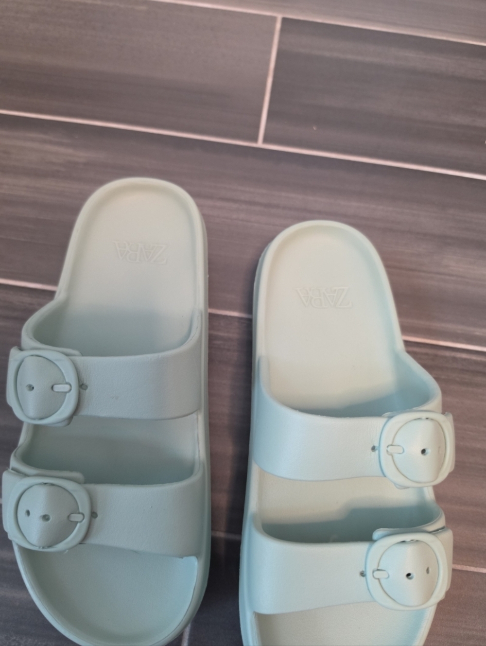 Zara rubberised strappy mint sandals Size 40 - Picture 5 of 5
